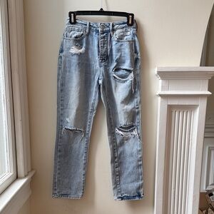 PacSun Women's Denim Straight Jeans with Rips